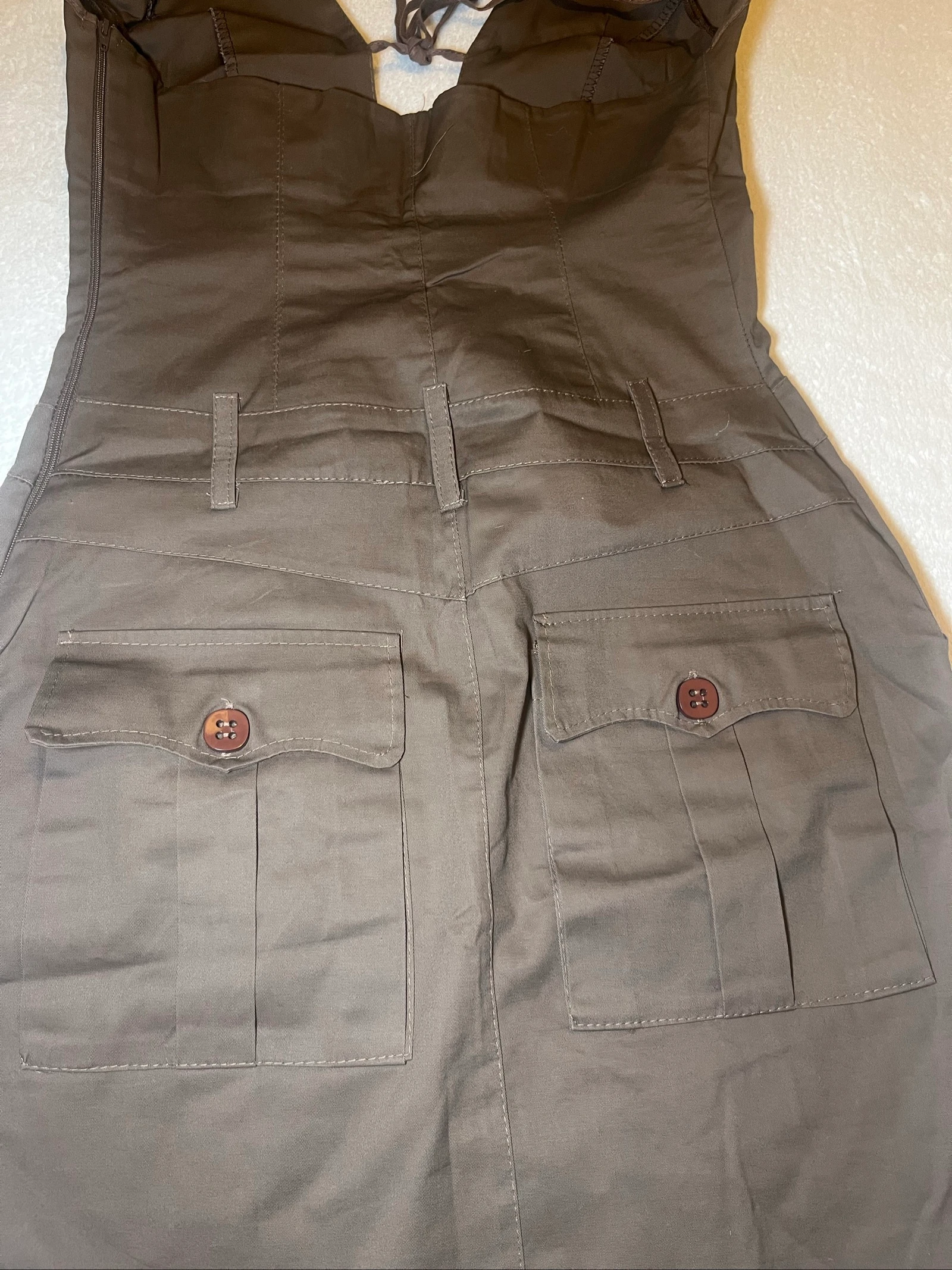 Brown Cargo / Y2K Style Backless Dress – photo 5